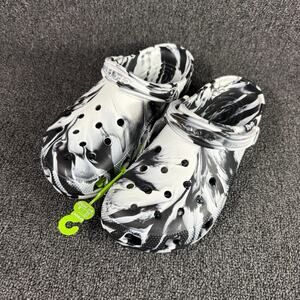 Crocs Classic Marbled Clog White/Black 206867-103 Men Size 12